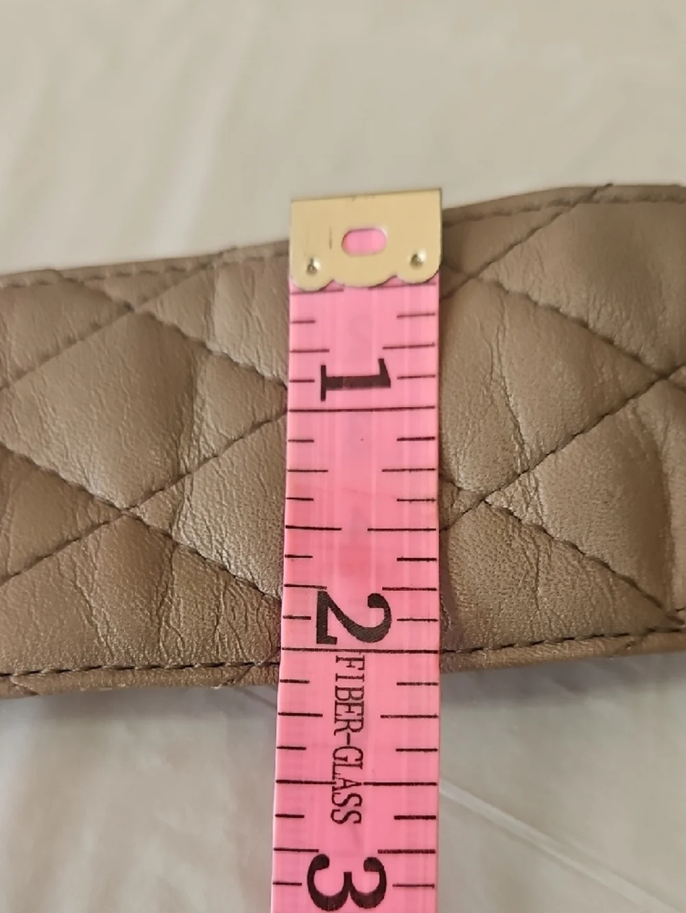 Talbots Quilted Taupe Wide Belt with Square Buckle